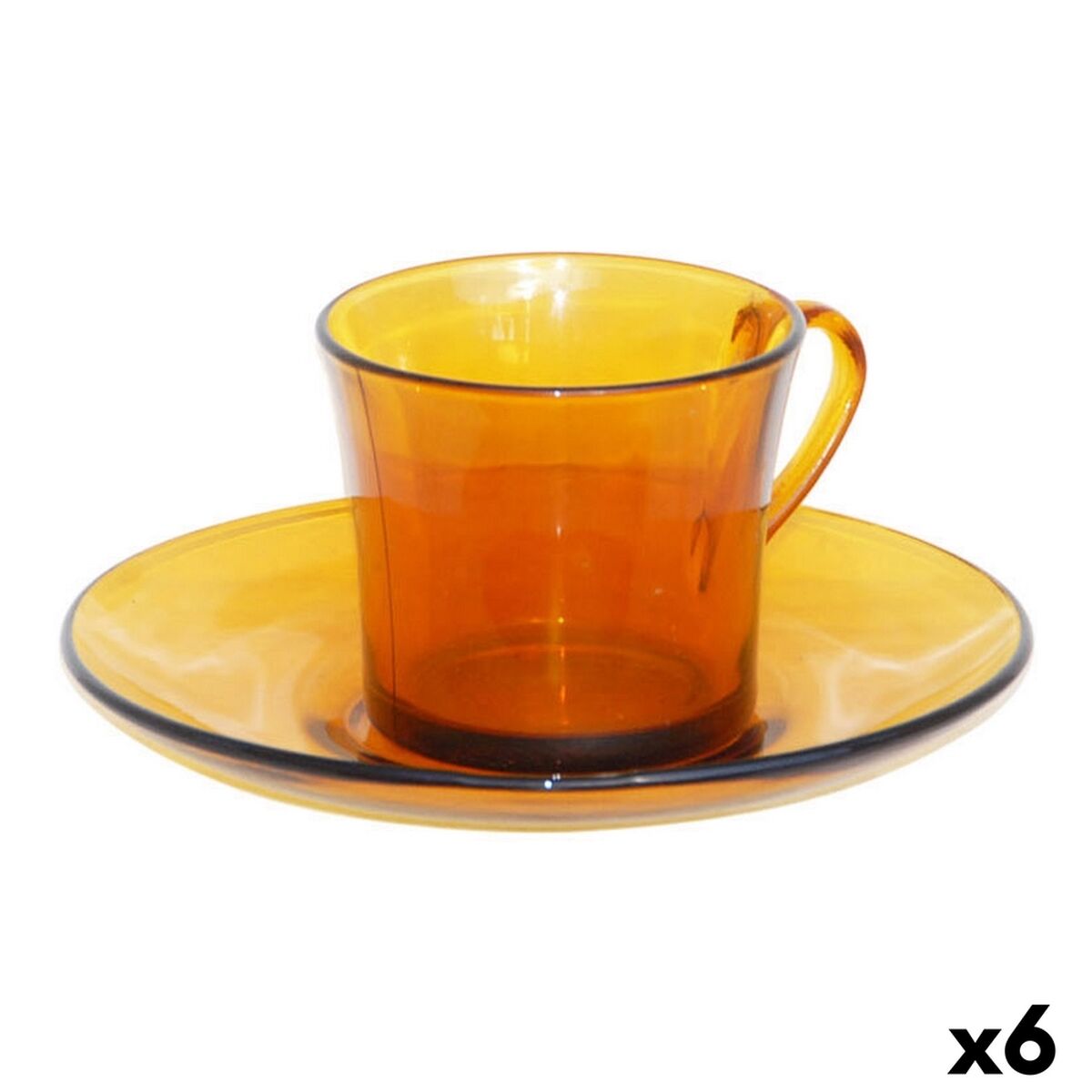 Chávena com Prato Duralex 9006DS12A0111 Âmbar 180 ml (6 Peças) (6 Unidades)