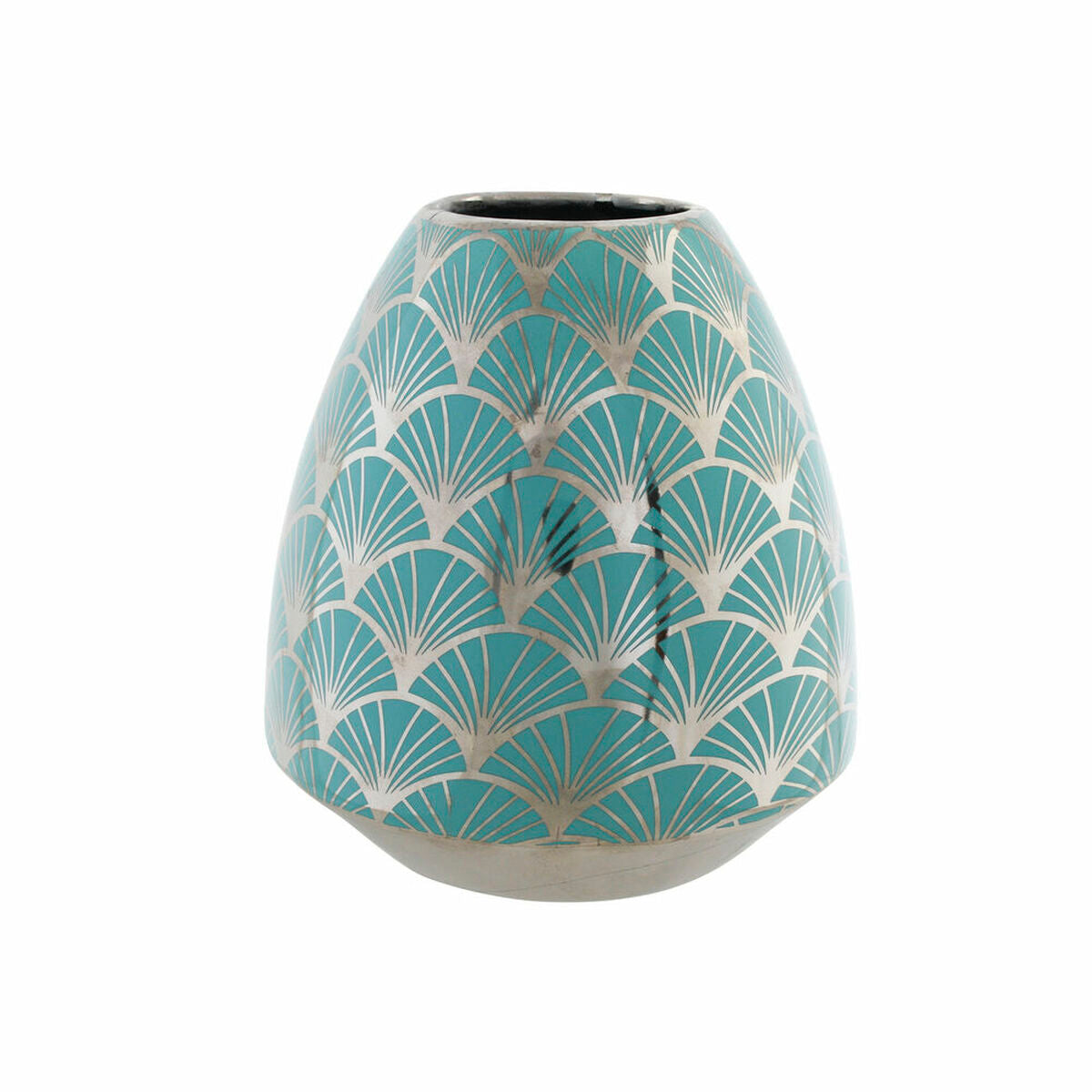 Jarrón DKD Home Decor Porcelana Turquesa Oriental Cromado 16 x 16 x 18 cm