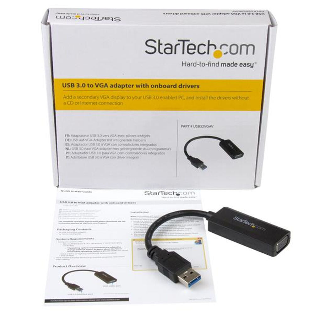 Adaptador USB 3.0 para VGA Startech USB32VGAV            Preto