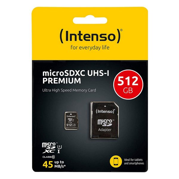 Cartão de Memória Micro SD com Adaptador INTENSO 3423493 512 GB 45 MB/s