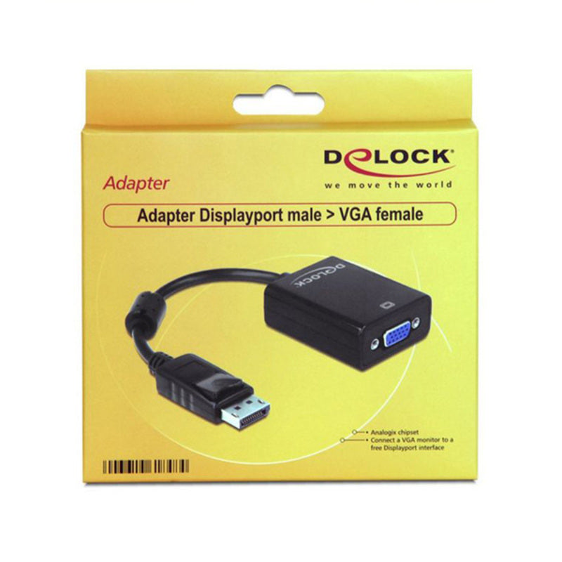 Adaptador DisplayPort para VGA DELOCK 61848 Preto