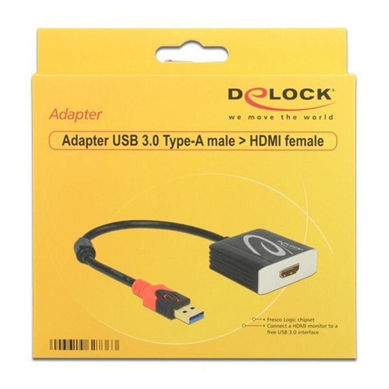 Adaptador USB 3.0 para HDMI DELOCK 62736 20 cm Preto