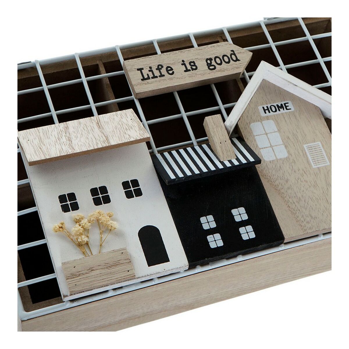 Box for Infusions DKD Home Decor Life is Good 26 x 17 x 8 cm Black Metal Brown White MDF Wood