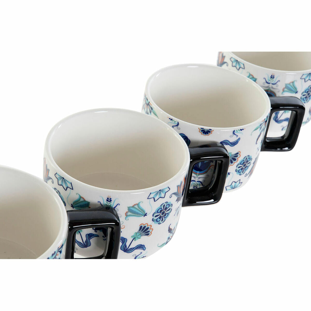 Conjunto de Chávenas de Café DKD Home Decor Azul Metal Branco 260 ml Dolomite Tradicional (4 Peças)