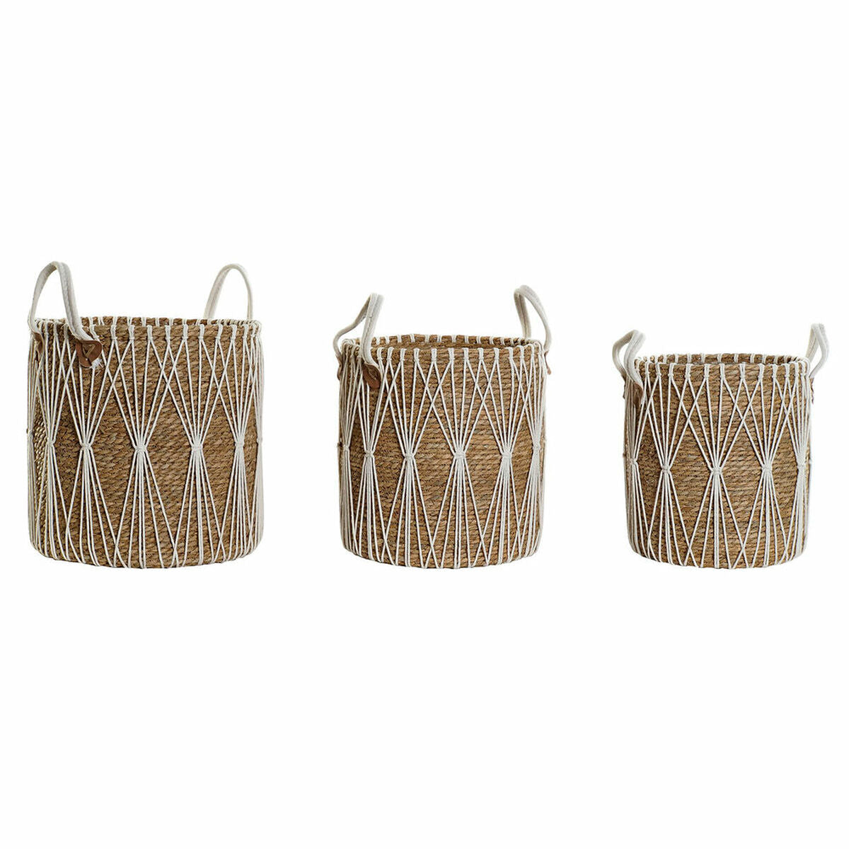 Conjunto de Cestas DKD Home Decor Algodão Fibra Boho (3 pcs)