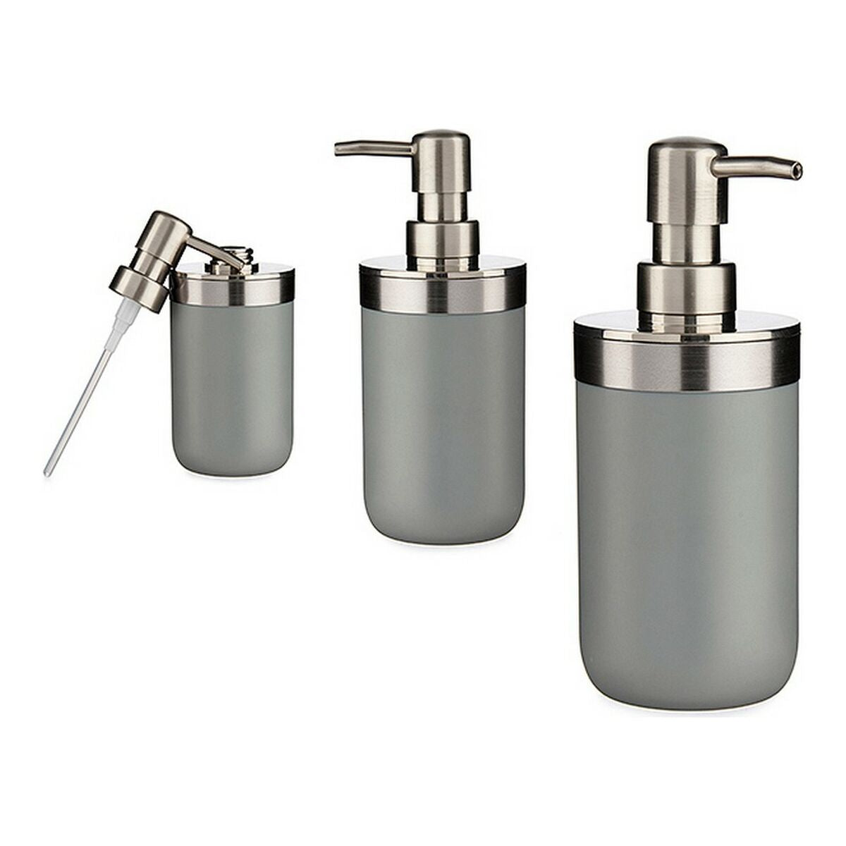 Soap Dispenser 986306 Stainless steel 8 x 17 x 9 cm Grey Plastic 350 ml