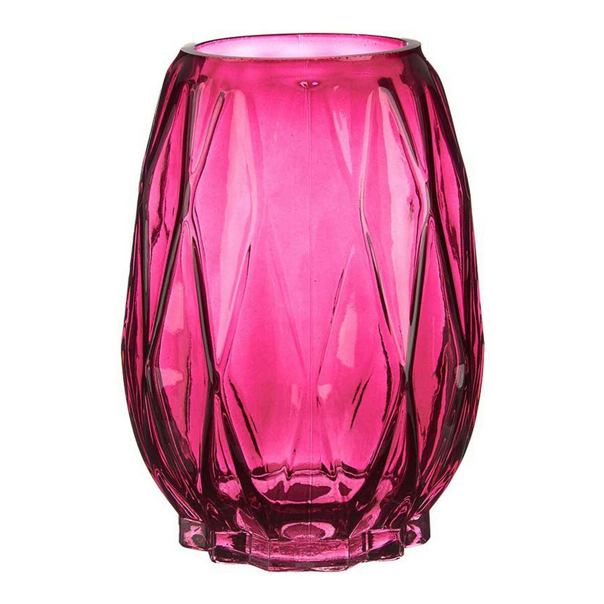 Vaso Losangos 13,5 x 19 x 13,5 cm Cristal Cor de Rosa