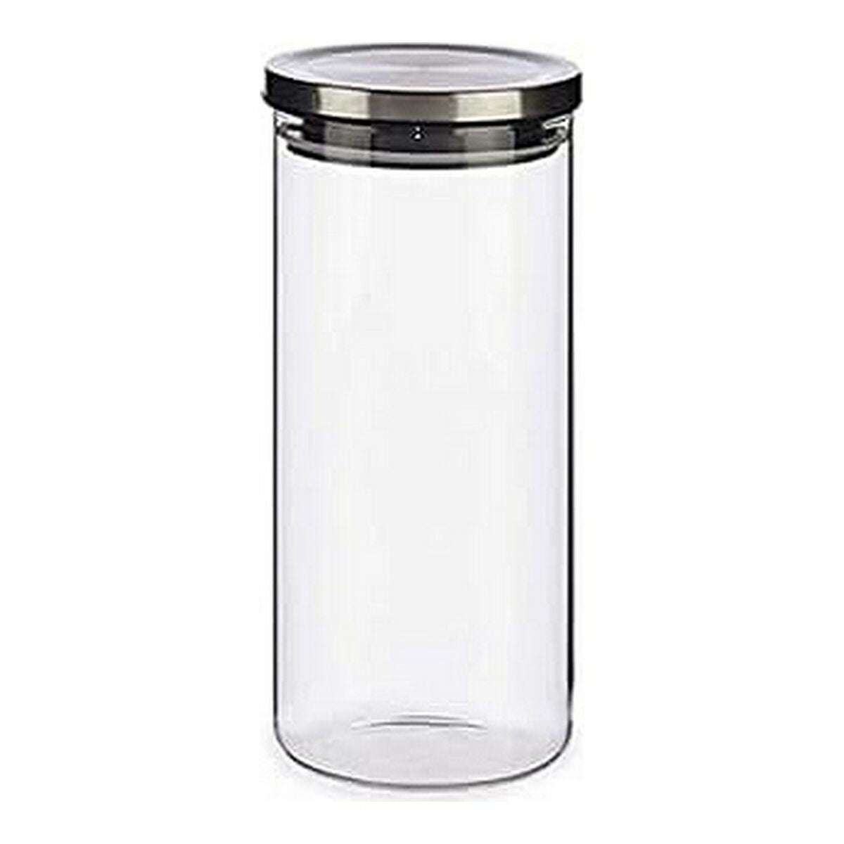 Jar Silver Transparent 1,3 L Steel Silicone Glass