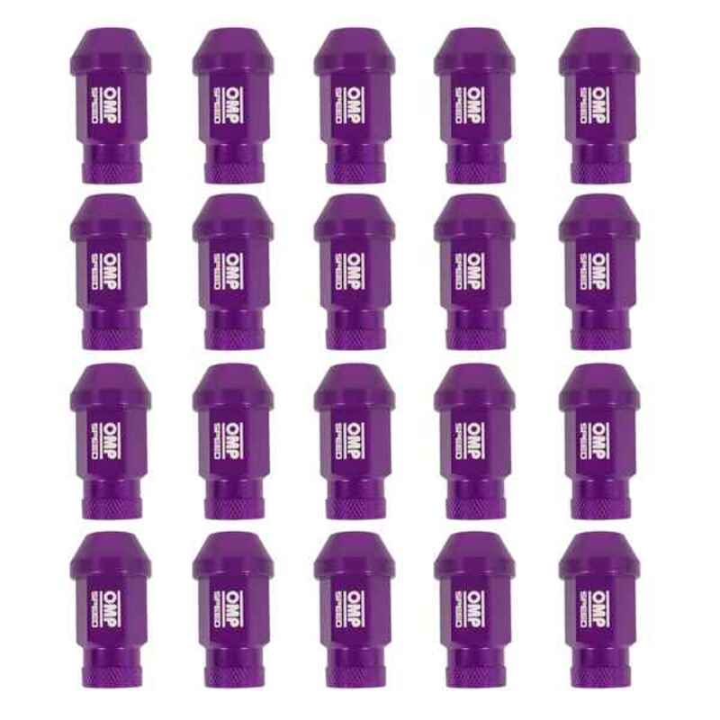 Set Porcas OMP 7075 M12 x 1,25 40 mm 20 uds Violeta