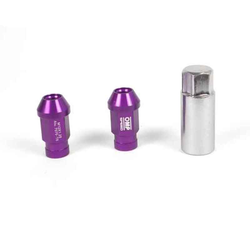 Set Porcas OMP 7075 40 mm M12 x 1,50 20 uds Violeta