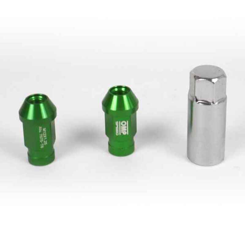 Set Porcas OMP 7075 40 mm M12 x 1,50 20 uds Verde