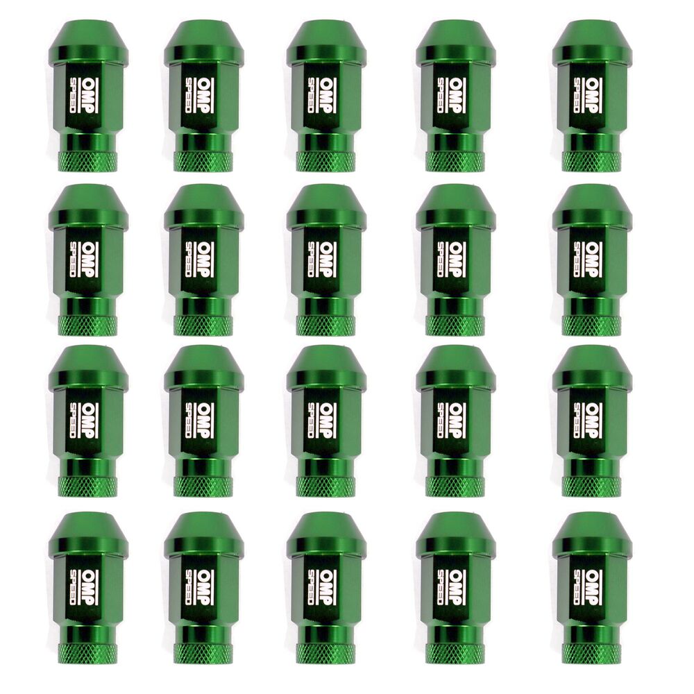 Set Porcas OMP 7075 40 mm M12 x 1,50 20 uds Verde