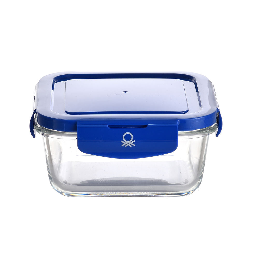 Lancheira Hermética Benetton Azul Plástico Vidro de Borosilicato 690 ml