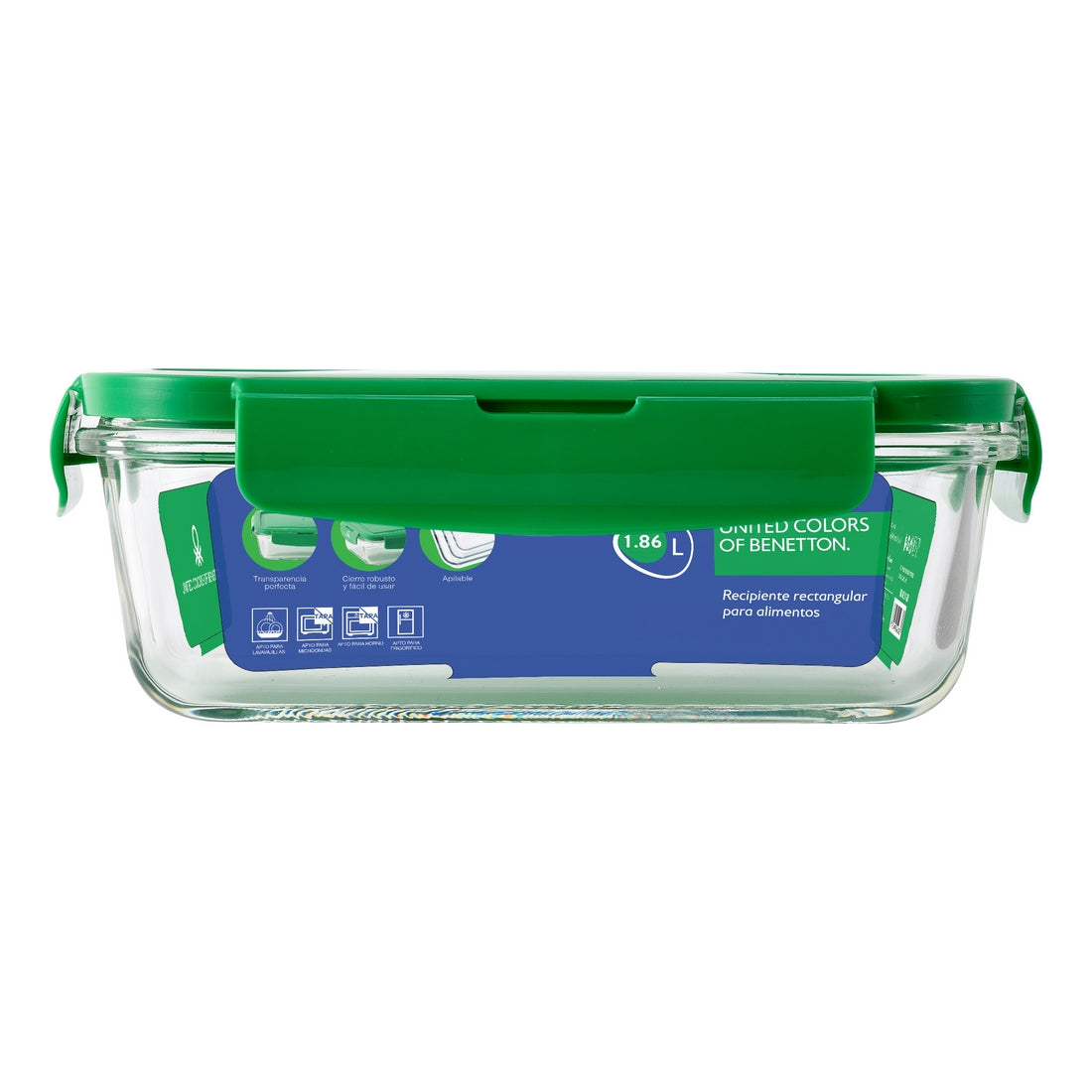 Lancheira RAINBOW BE Benetton 1860 ml Verde Vidro de Borosilicato