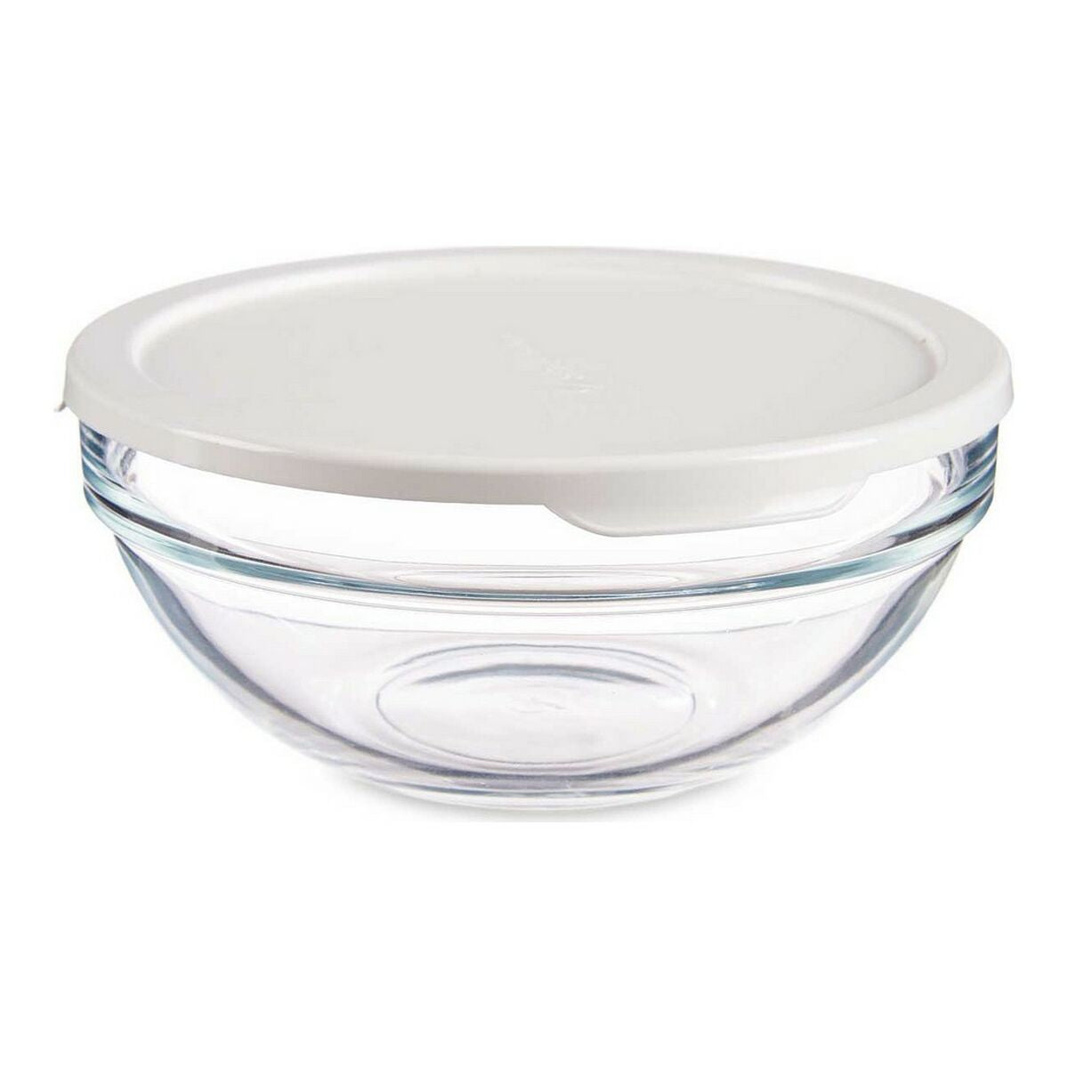 Lancheira Redonda com Tampa Chefs Branco 14 x 6,3 x 14 cm Transparente Plástico Vidro