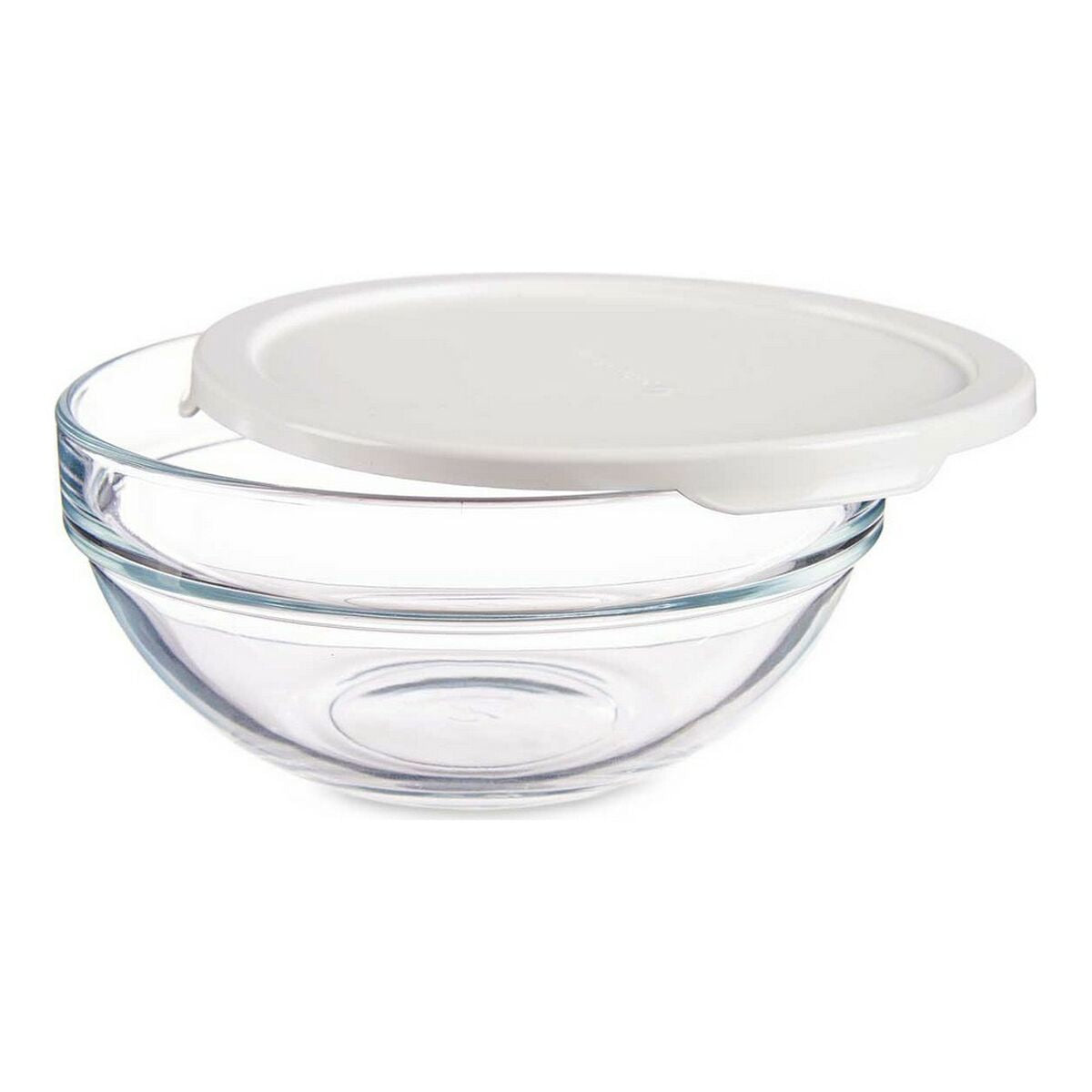 Lancheira Redonda com Tampa Chefs Branco 14 x 6,3 x 14 cm Transparente Plástico Vidro