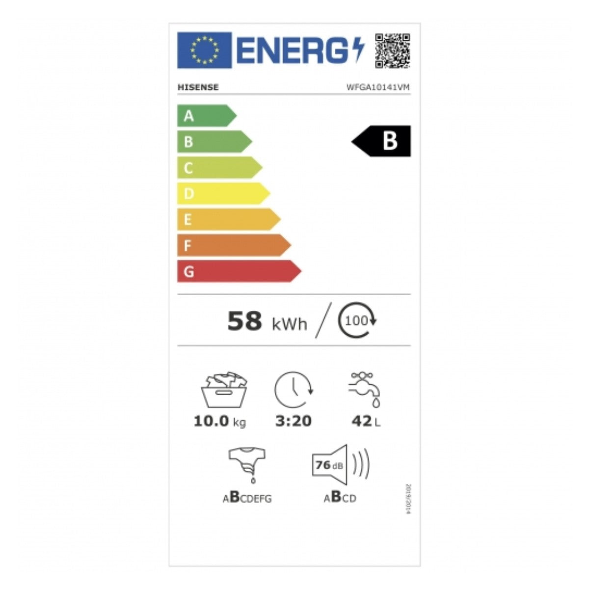 Máquina de lavar Hisense WFGA10141VM 1400 rpm Branco 10 kg