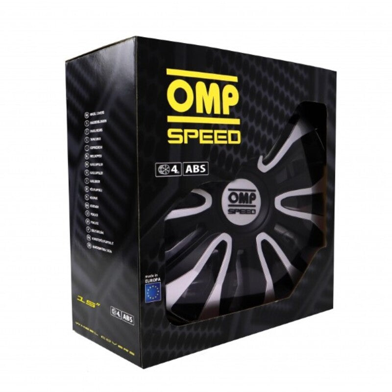 Tapacubos OMP Magnum Speed Preto Prateado 15" (4 uds)