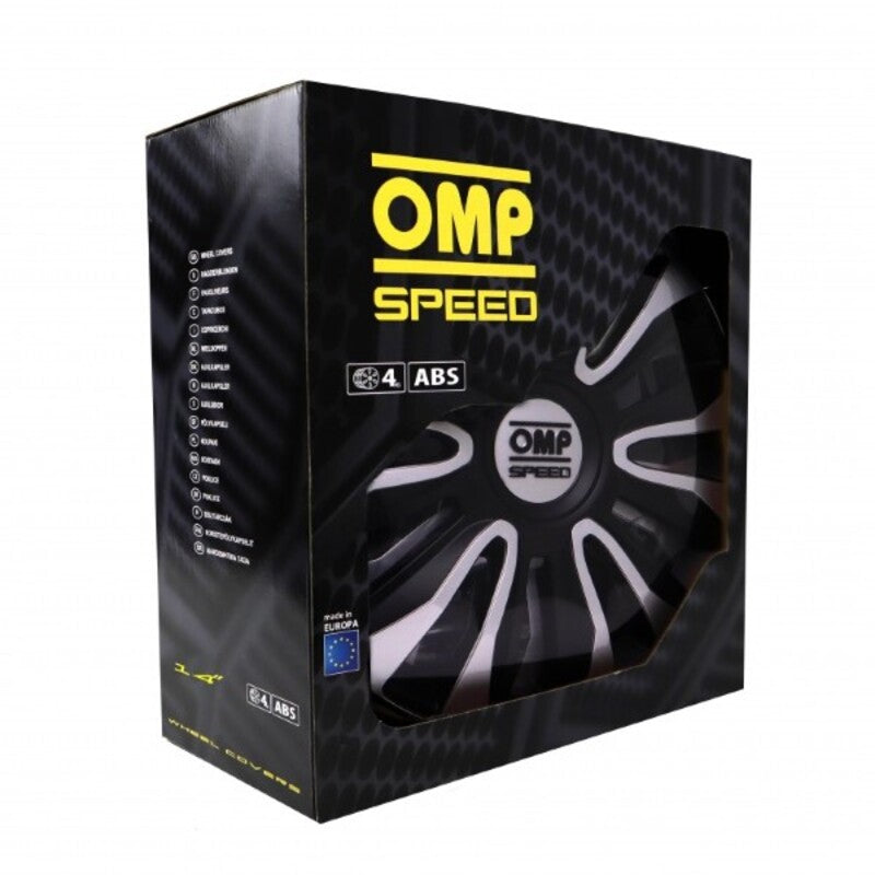 Tapacubos OMP Magnum Speed Preto Prateado 14" (4 uds)